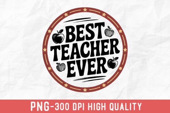 Best Teacher Ever Retro Stars Apple PNG