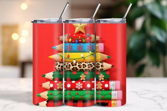 Christmas Tree Made of Pencils Tumbler Wrap