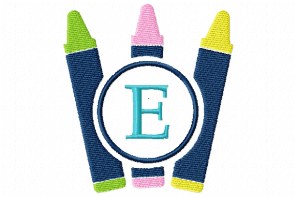 Crayons Frame Monogram Letter E: Add Charm to Your Fabrics