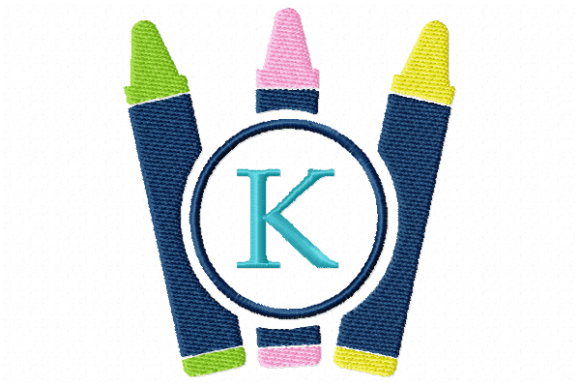 Crayons Frame Monogram Letter K: A Quirky Embroidery Design