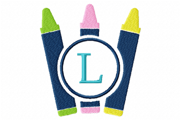 Crayons Frame Monogram Letter L: The Perfect Quirky Accent for Your Embroidery Projects